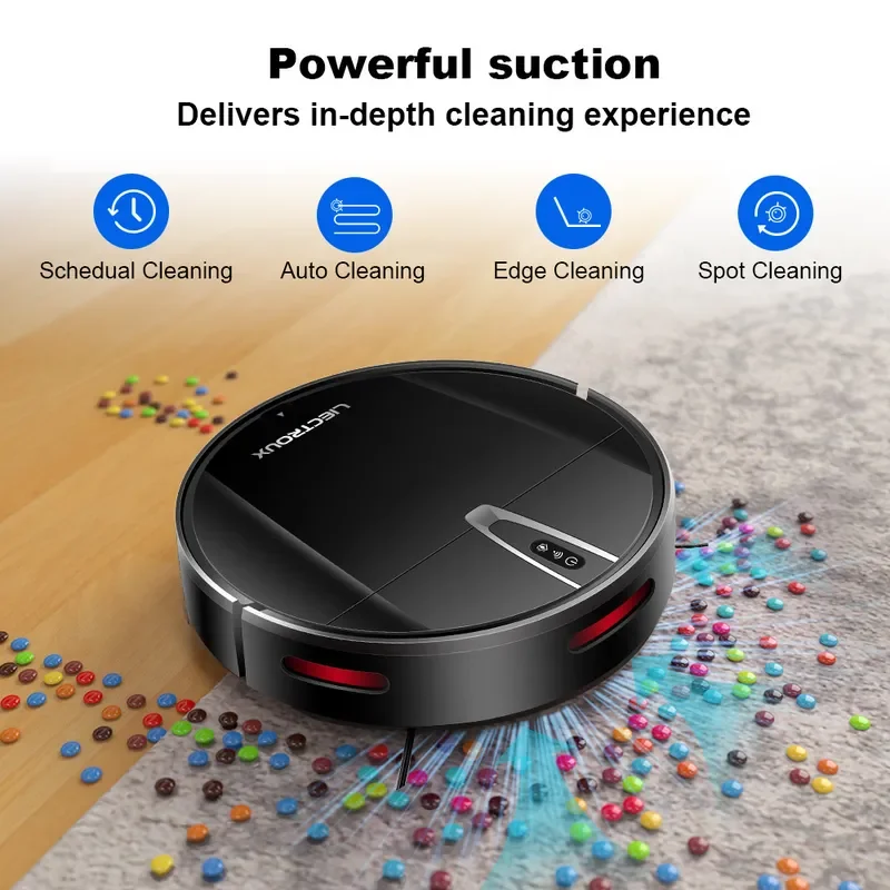 for LIECTROUX V3S PRO Robot Vacuum Cleaner Smart Gyro Navigation Auto Sweep Mop Hard Floor Pet Hair Home Cleaning Device