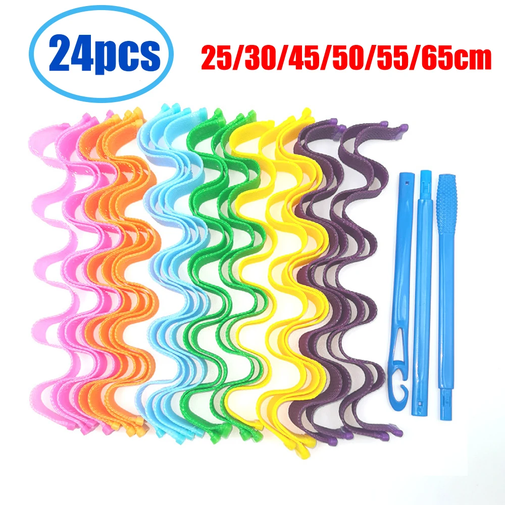 24PCS Hair Curler 25 30 45 50 55 65CM Portable Hairstyle Roller Sticks Durable Beauty Makeup Curling DIY Magic Hair Styling Tool