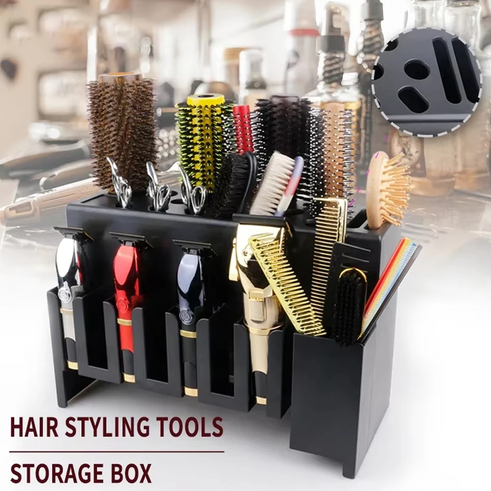 Hair Styling Tools Storage Box For Beauty Scissors Electric Clipper Comb Rack Salon Hairdressing Holder Desktop Case