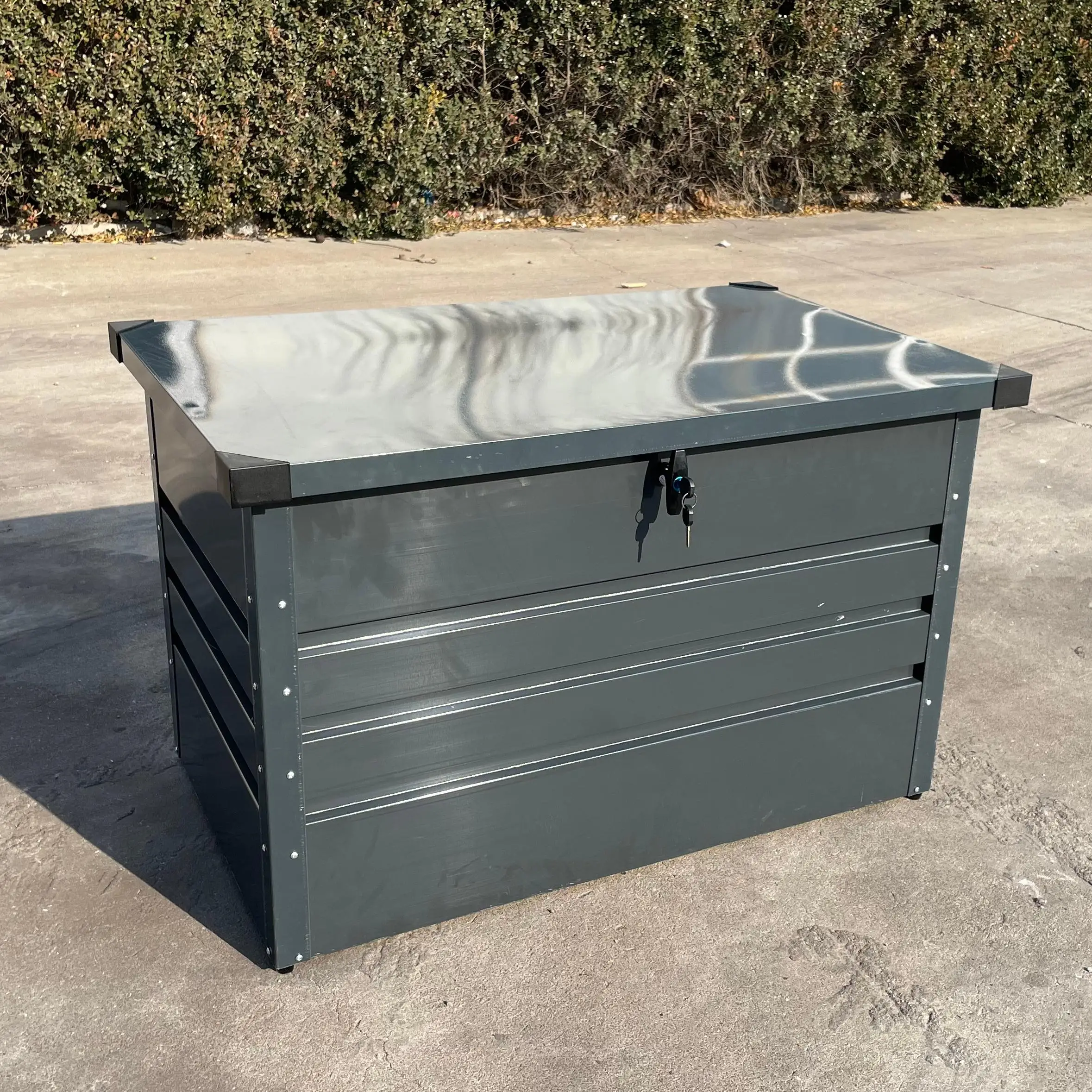 100 Gallon Metal Deck Box Waterproof Outside Steel Storage Lockable Cabinet  120 Gallon Indoor Storage Bin Container for Patio