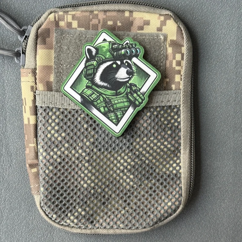Raccoon Patch Tactical Morale Print Badge Hook and Loop Armband Backpack Clothing Decorative Sticker