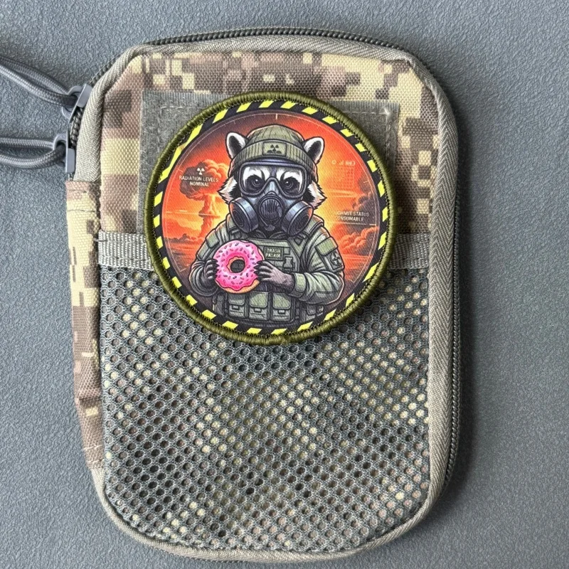 Tactical Raccoon Gas Mask Military Print Patch on Clothes Morale Badge Hook Loop Patches Backpack Armband