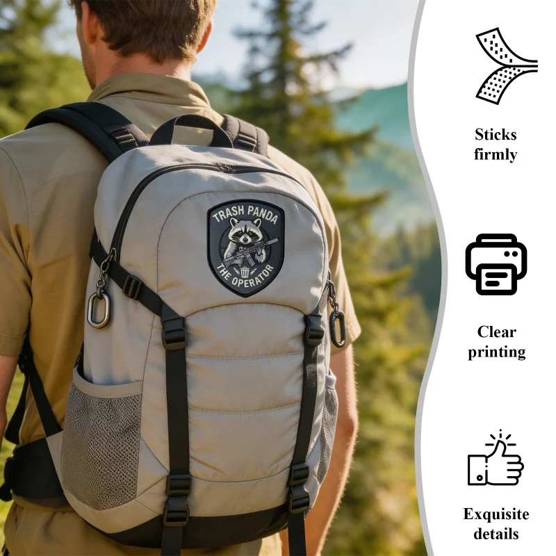 Garbage Bin Raccoon Print Patch Tactical Vest Hook and Loop Badge Backpack Morale Appliques Sticker Armband Patches for Clothing