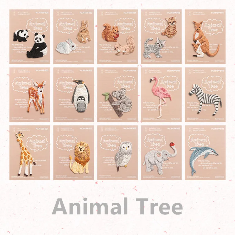 Mini Embroidery Sika Deer Dolphin Raccoon Panda Patches Iron On Applique for Clothes DIY Craft Accessory Cartoon Fabric Sticker