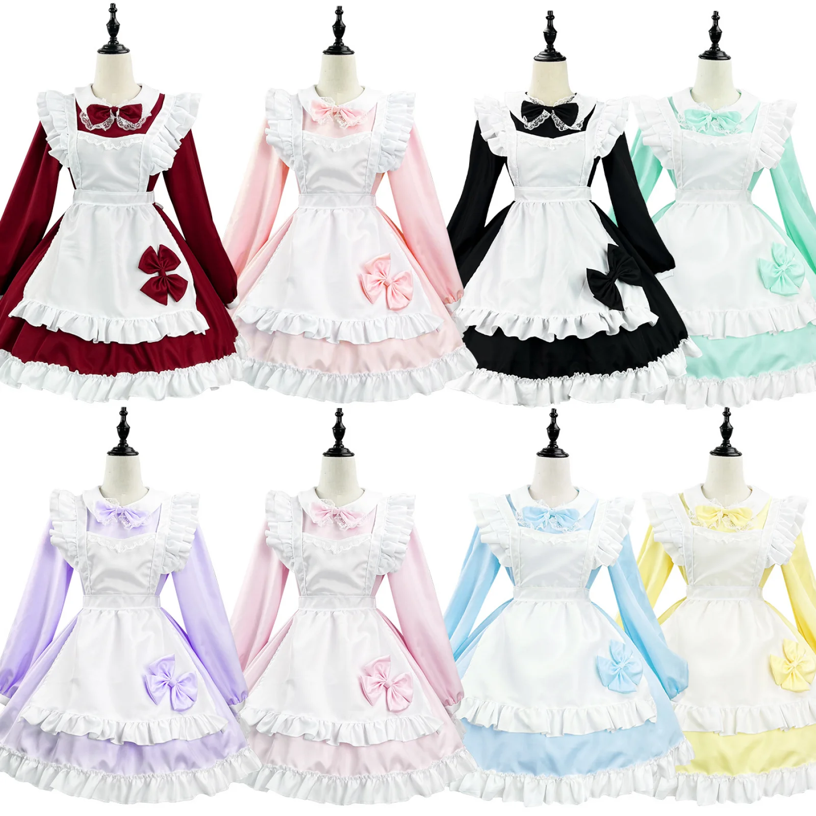 Lolita Costume Japanese Coffee Maid Outfit Cute Cat Lolita Skirt Anime Halloween Uniform Suit Black And White Suit Long Sleeve