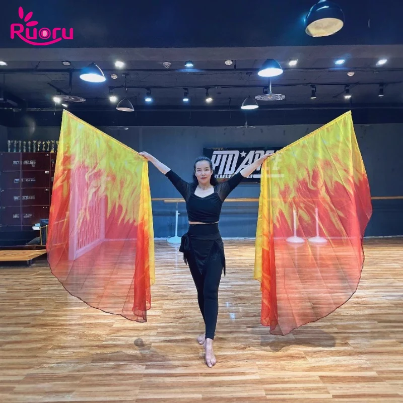 Ruoru 2PCS 190*140cm Dance Flags Christian Dance Flame Flags Dance Worship Flags Stage Performance Props Banners Church