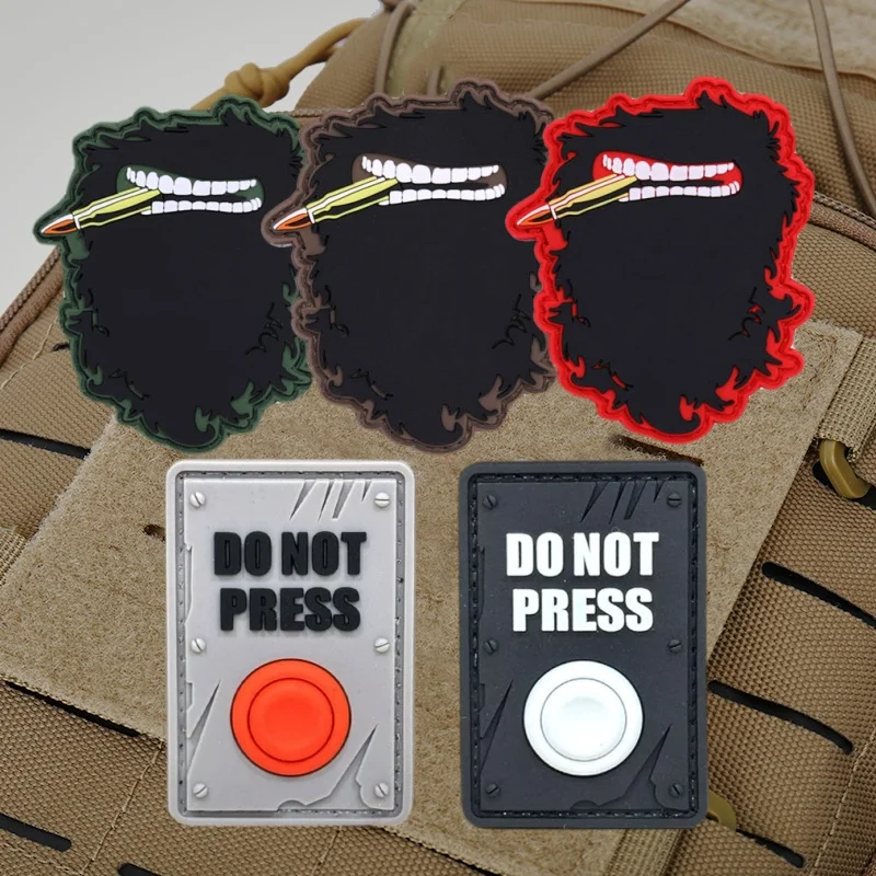 DO NOT PRESS 3D PVC Patch Tactical Morale Badge Hook Loop Long Beard Military Patches Clothing Backpack Sticker Army Armband