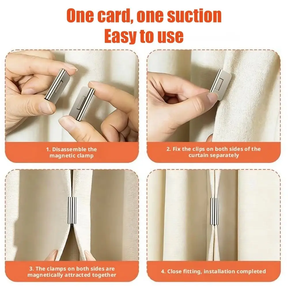 Magnetic Magnetic Curtain Clips Reusable Closely Fit Blackout Clips Fasteners Light-Blocking Curtain Fasteners Dorm