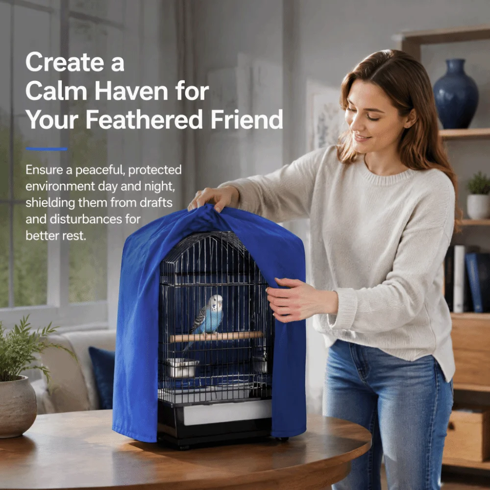 D9 Square Shape Bird Cage Cover Light-Proof Design Waterproof Fabric Warm Bird Cover Soft Cloth Texture Blackout Cage Cover