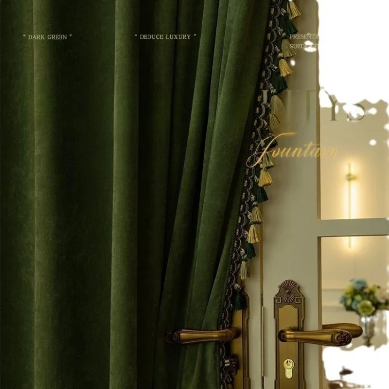 Modern Velvet Curtains for Living Room Bedroom Window Study Vintage Cashmere Blackout New American Curtains Customize