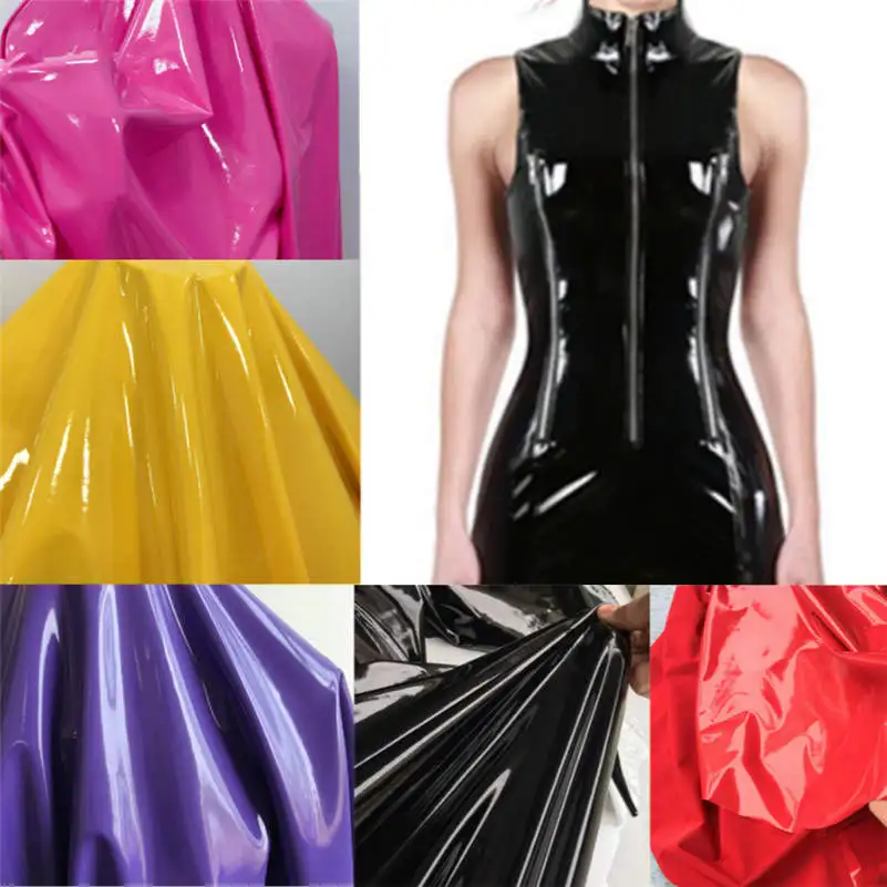 Shiny Glossy Soft Vinyl Leather Fabric Elastic PVC Fabric Material For Dress Upholstery