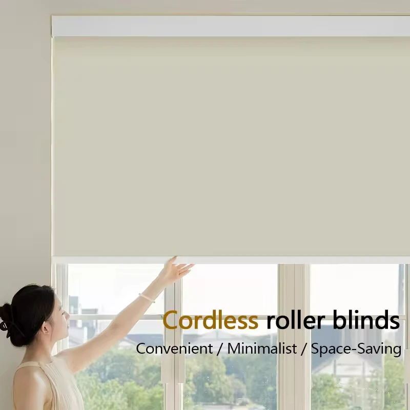 TIPIACE- Cordless Roller Blinds with Valance,Blackout,Waterproof,Living Room,Bedroom, Office, Customized Size, New Arrival