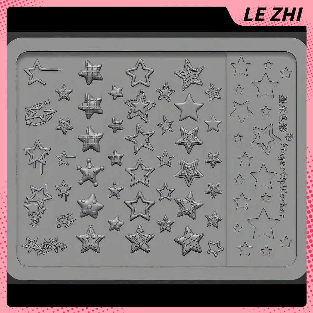 1Pc Beautiful Exquisite Five Pointed Star Series 3D Acrylic Nail Art Mold Diy Design Silicone Manicure Template Mold Accessories