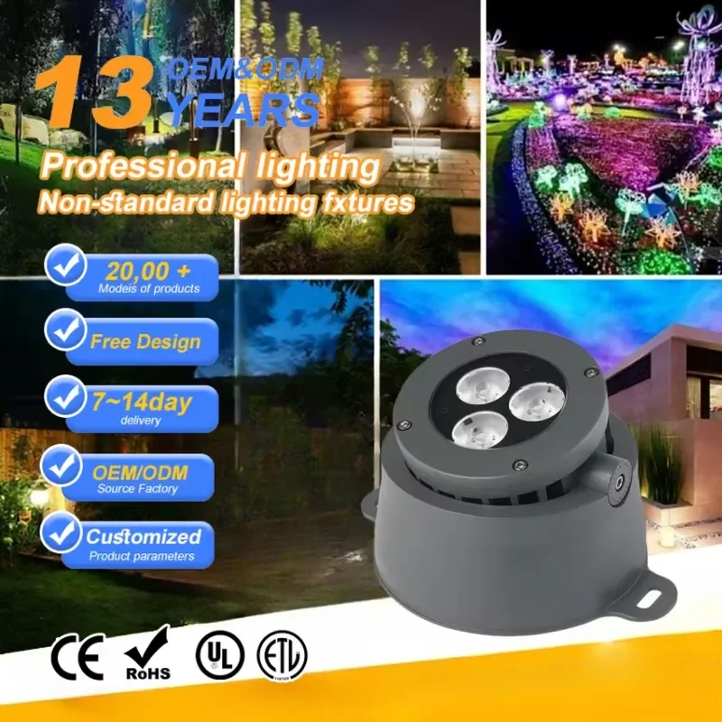 Outdoor RGBW COB LED Chip Flood Light Projectors for 6000-6500K Warm White Die-casting Aluminum + Tempered Glass IP66 9W