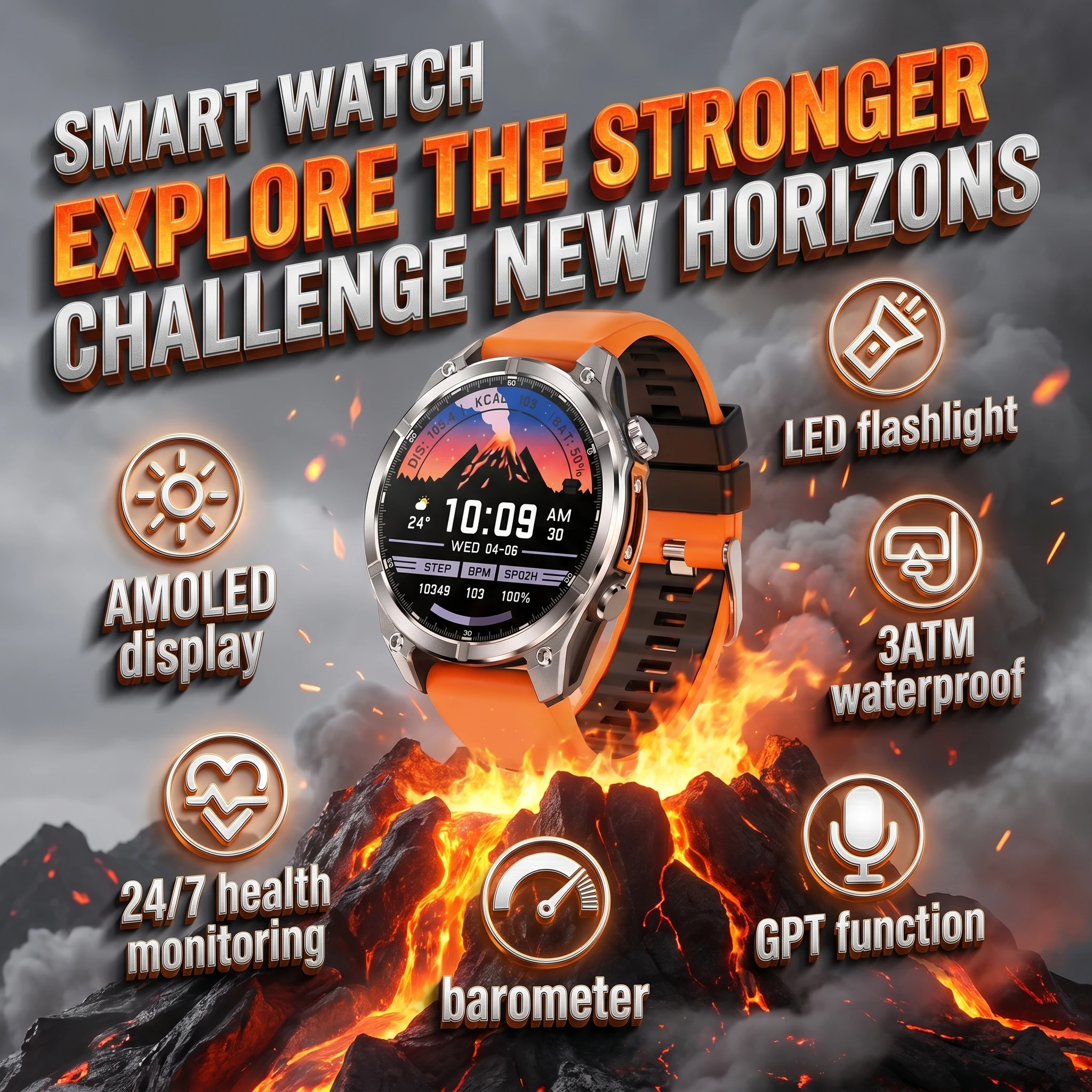 HD300 AI GPT Smart Watch Bluetooth 5.4 Call AMOLED Screen NFC Smartwatch Waterproof Diving Travel Sport Health Tracker For Men