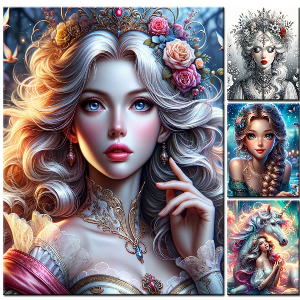 Mermaid Beautiful Girl Unicorn Diamond Painting New 2024 Full Square Diamond Mosaic Abstract Portrait Embroidery Home Decor