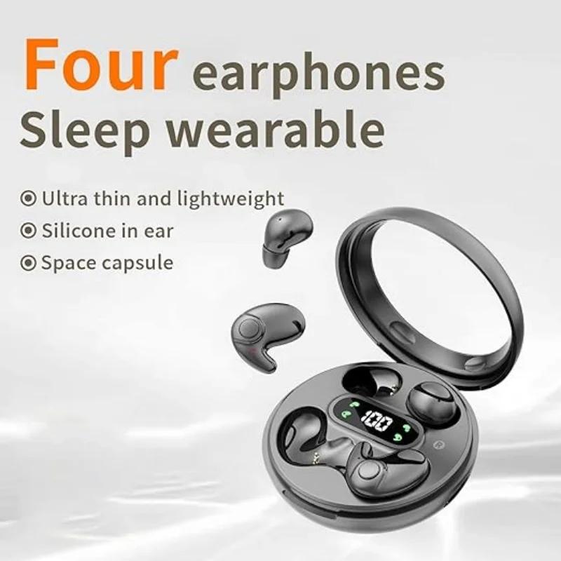 2 Pairs Mini Sleep Wireless Earphone Four High Quality Sport Game Bluetooth Headphone Bass Effect HD Call Noise Reduction Earbud