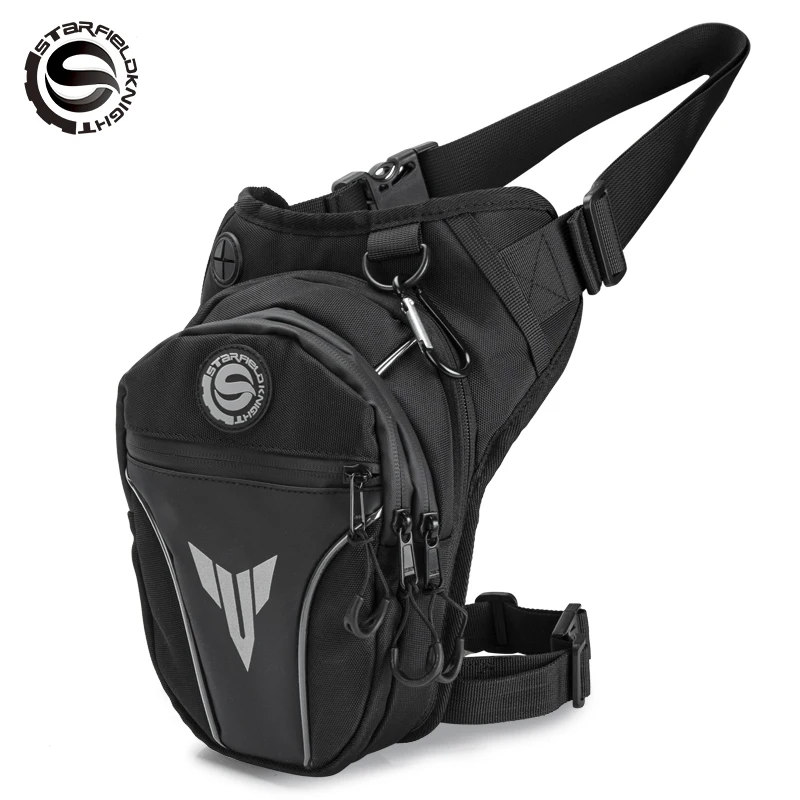 SFK Black Motorcycle Drop Leg Bag Multifunctional Chest Pack Waist Bag Men Women Riding Gears Waterproof Night Reflective Logo