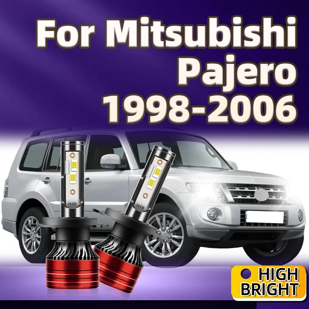 2Pcs Car Headlight 30000LM H4 LED Lights 6000K For Mitsubishi Pajero 1998 1999 2000 2001 2002 2003 2004 2005 2006