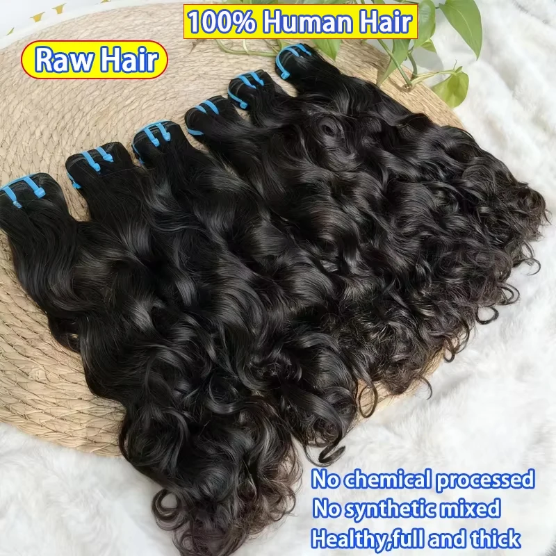 18A Unprocessed Raw Natural Wave 100% Human Hair Bundles Extensions Natural Curly Wavy Vietnamese Hair #1B Natural Black Color