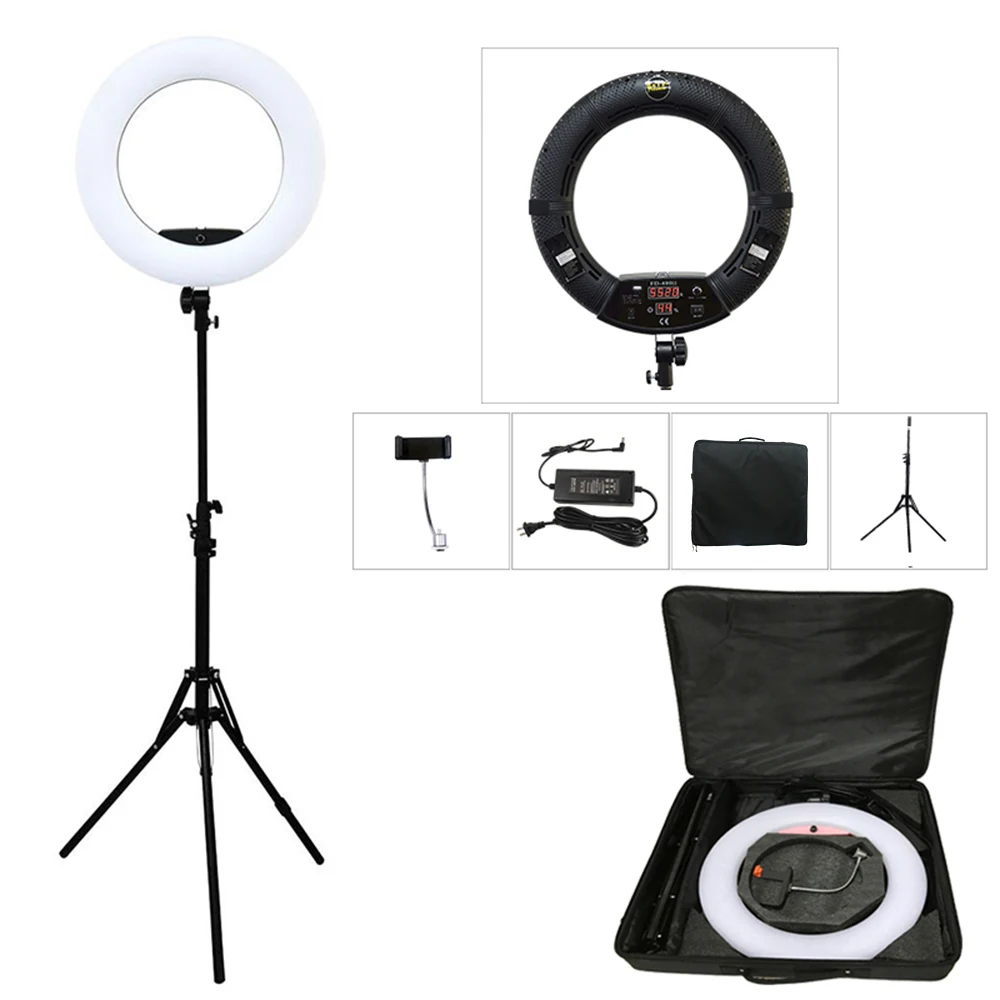 Yidoblo FD-480II LED Light Ring Kit Bi-color 96w Selfie Light Video Ring Light Lamp with Light Stand Bag Led Makeup Right CRI95+