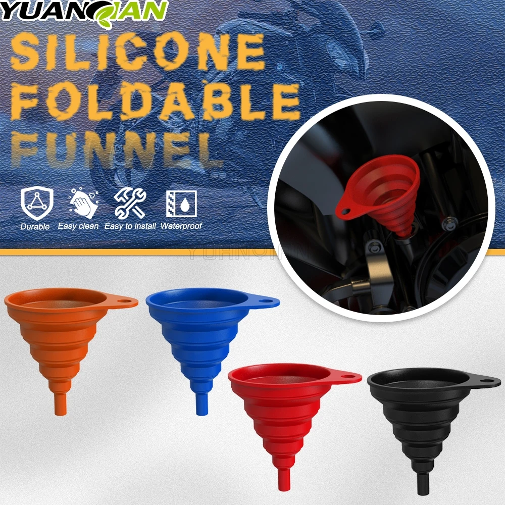 For Kawasaki KX65 KX80 KX85 KX125 KX250 KX250F KX450F KFX450R Motrcycle Engine Collapsible Silicone Liquid Funnel KX