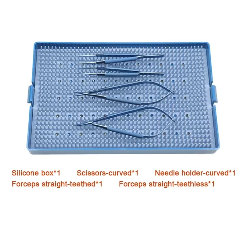 Ophthalmic Micro Surgery Set Scissors Needle Holder Tweezers with Sterilization Box Ophthalmic Tools