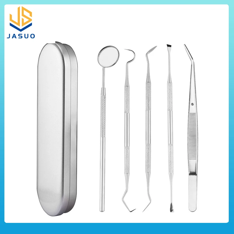 Dental Tool Set Mirror Stainless Tooth Cleaning Tool Mouth Mirror Tweezers Probe Dental Kit Oral Care Dentist Prepare Tool