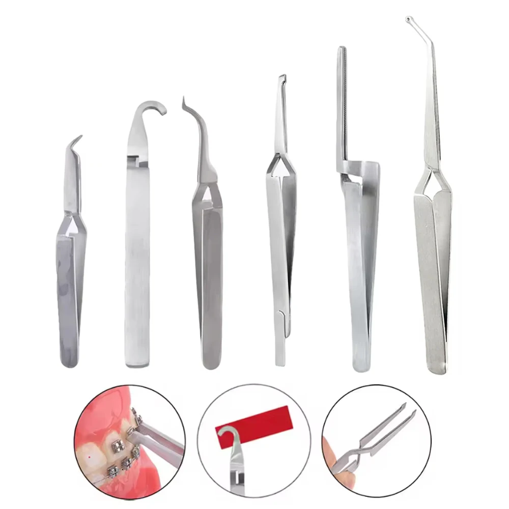 Orthodontic Set: Bracket Tweezers, Buccal Tube & Lingual Button Placers, Bonding Tools, Articulating Paper Holder