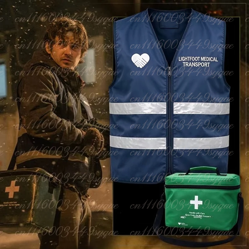 Resident Evil Bryan Cosplay Costume Movie Outfit Dark Blue Vest Green Bag Bryan Hodukavich Role Play Halloween Party Costume Cos