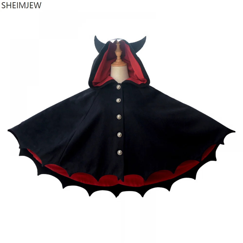 Cape Hoodie Cloak Coat Children's Cosplay Halloween Gothic Punk Black Devil Bat Wing Demon Wings Costume Lolita Girls Cape 2025