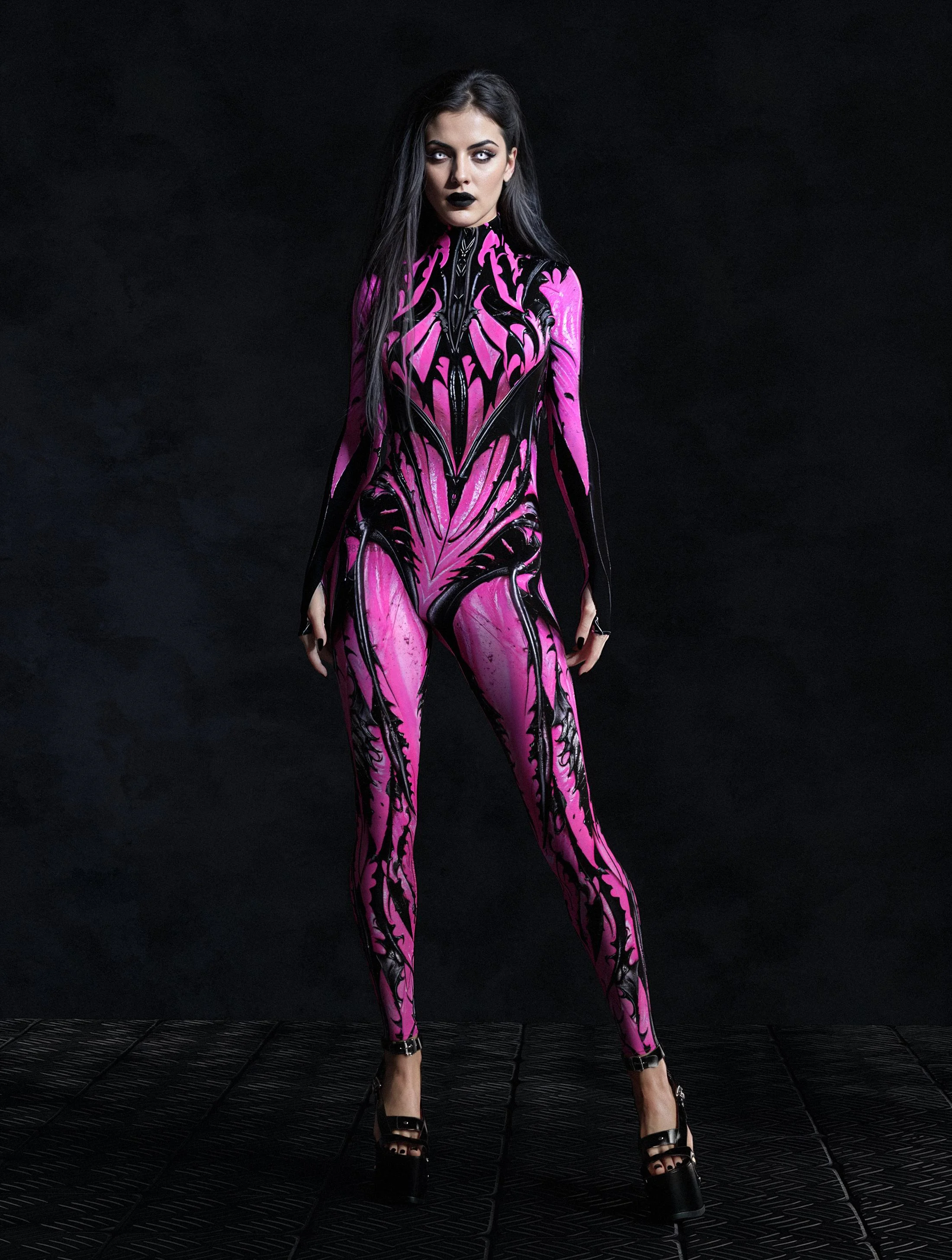 Pink Scary  Women 3d Printed Colorful Cosplay Jumpsuit Unique Zentai Suit Halloween Carnival Party Aerial Performance Bodysuits