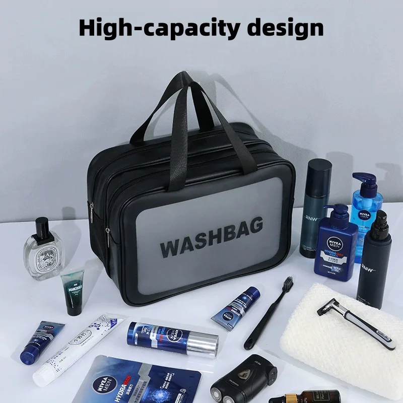 Dry-Wet Separation Double Transparent Pu Makeup Bag Portable Washing Bag Cosmetic Storage Bag Travel Fitness Swimming Essentials