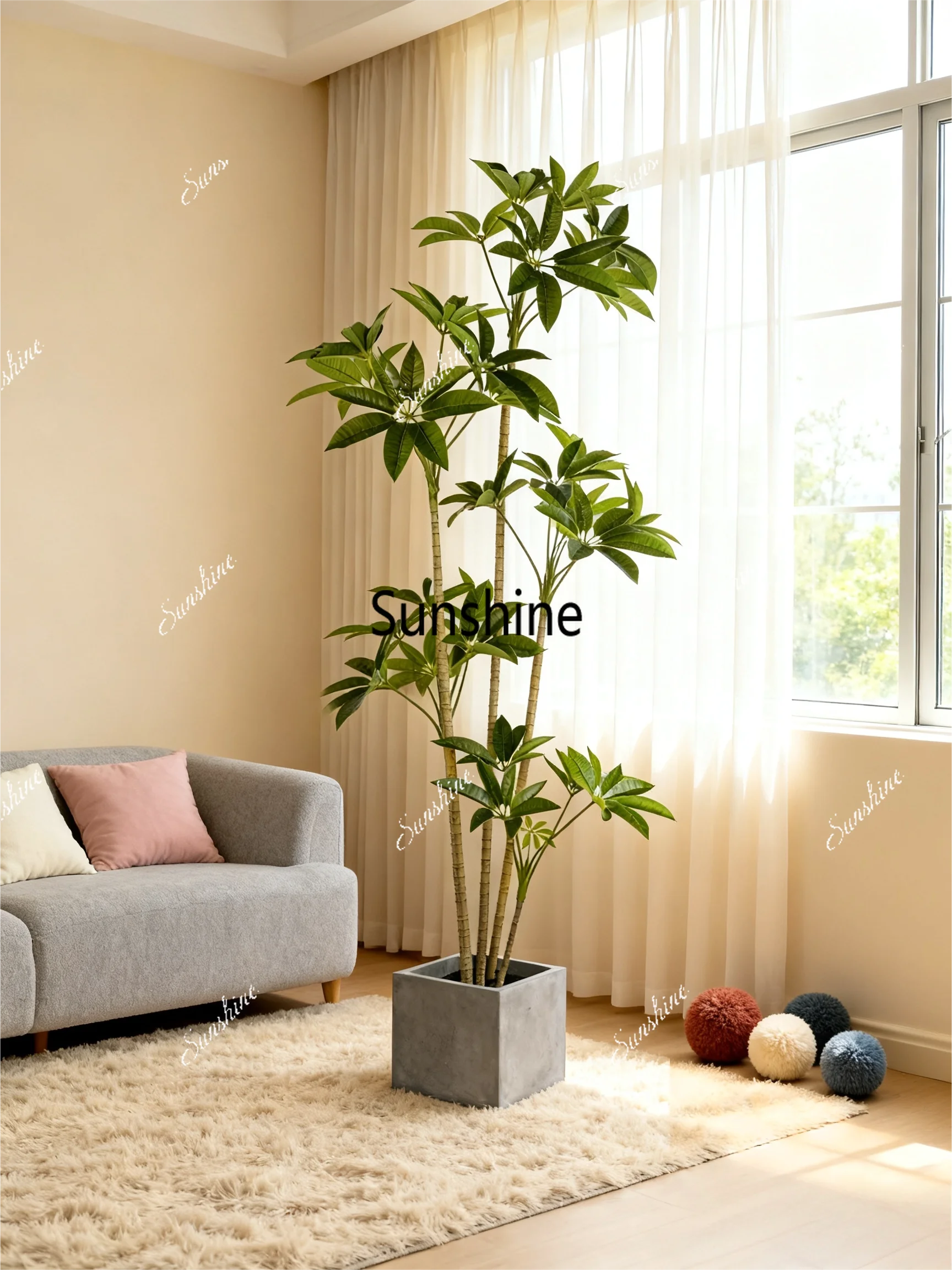 Fake green plant decoration simulation big leaf umbrella indoor potted plant large floor ornament