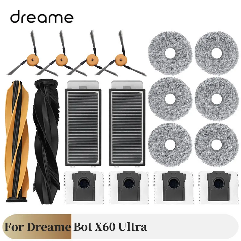 For Dreame X60 Ultra Vacuum Parts Main Roller Side Brush Hepa Filter Mop Cloth Dust Bag