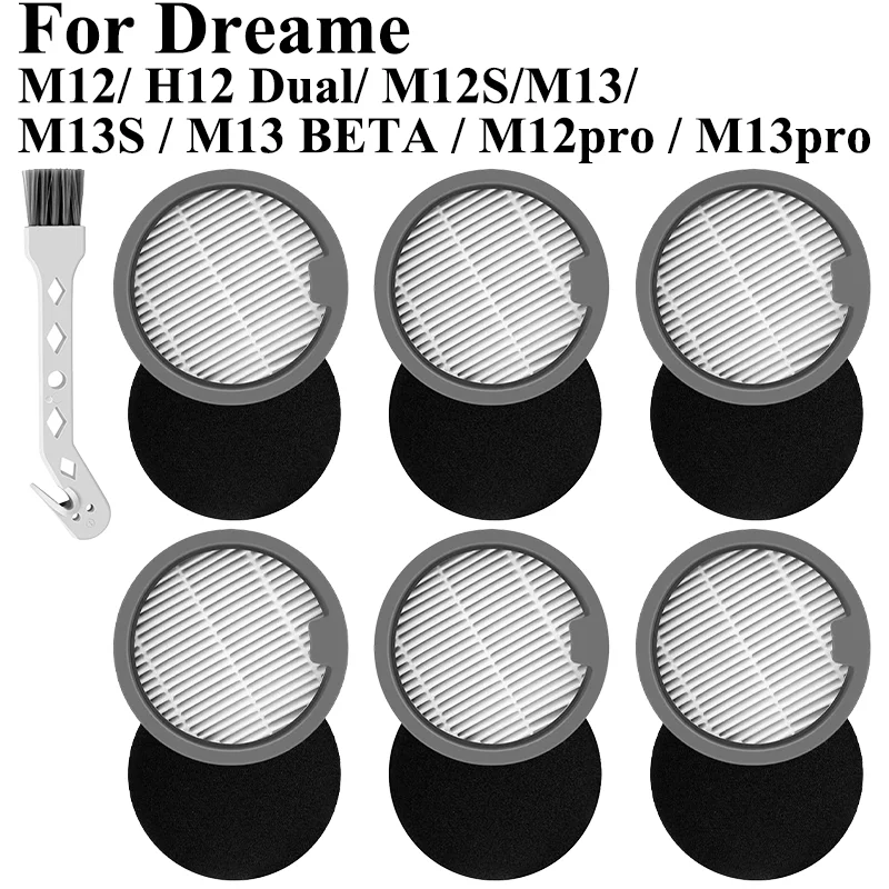 For Dreame H12 Dual / M12 / M12S / M13 / M13S / M13 BETA / M12pro / M13pro Vacuum Parts Washable HEPA Filter Accessories