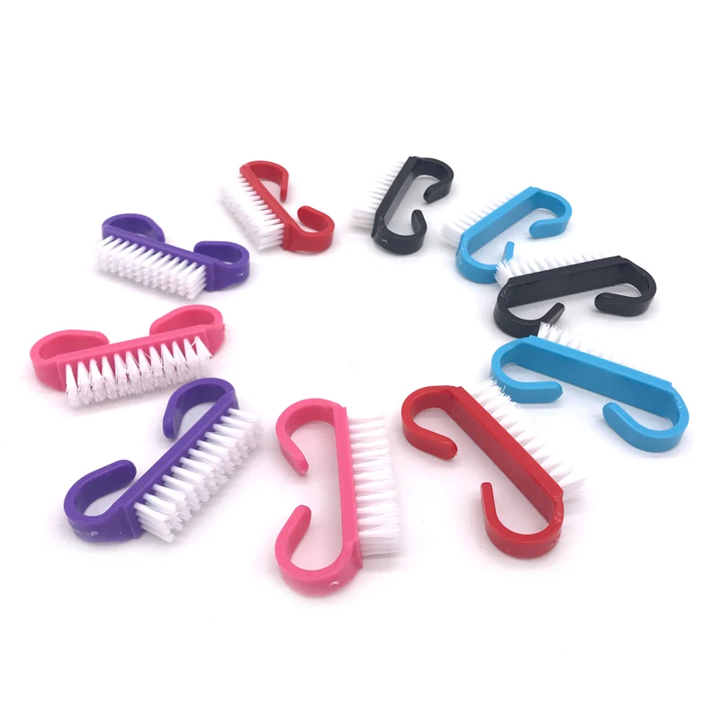 High Quality 10pcs/lot Nail Dust Cleaning Acrylic Brush Plastic Handle DIY Colorful Pinceau Nail Art Manicure Nail Cleaner Tools