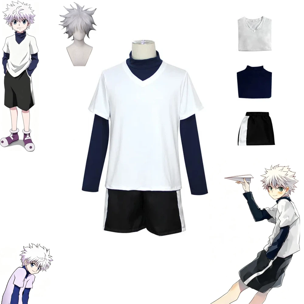 Anime Hunter X Hunter Killua Zoldyck Cosplay Costume, Role Play Outfit for Halloween Party