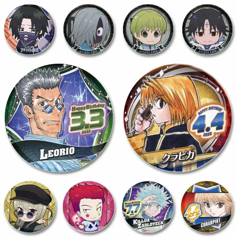 HUNTER x HUNTER Anime Button Pin Hisoka Gon Killua Leorio Cosplay Badge Cartoon Round Brooch for Bag Clothes Decor Jewelry Gifts