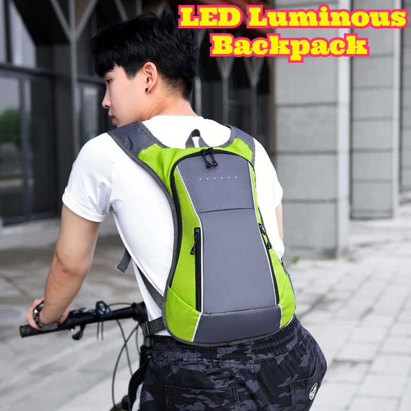Wireless Remote Control LED Luminous Backpack with Turning Signal Light Cycling Outdoor Travel Night Walking Safety Warning Bag
