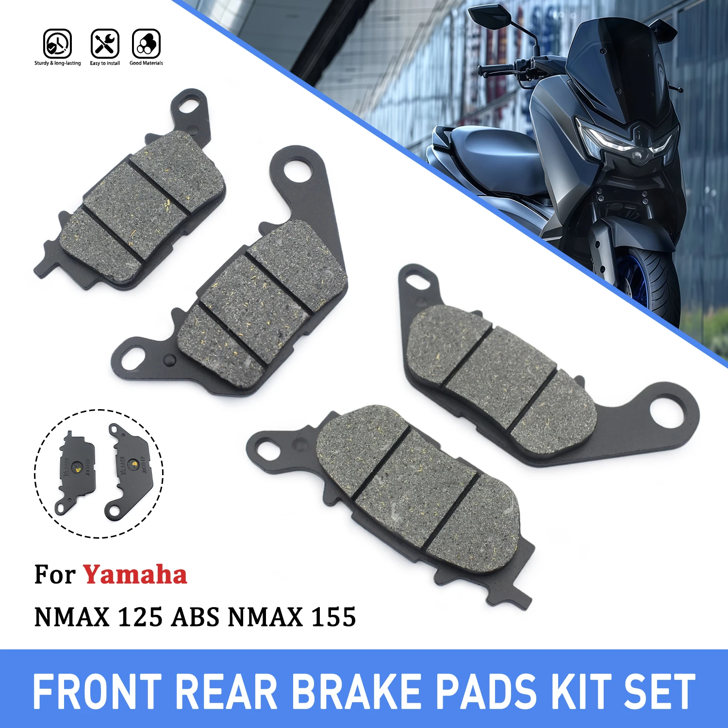 Front Rear Motorcycle Brake Pads Kit Accessories For Yamaha  NMAX155 N MAX 155 ABS 2017-2024 NMAX 125 NMAX125 ABS 2016-2022 2023