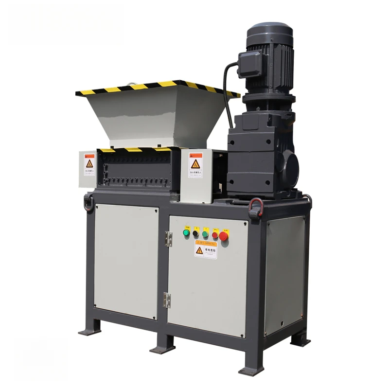 Mini Twin Shaft Shredder Machine Double Design For Efficient Wood Textile Glass Recycling Crushing High-powered Motor