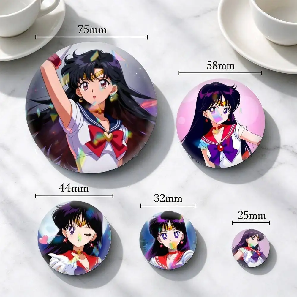 Sailor Moon Hino Rei-I  25 32 44 58 75mm Badges Personalized Round Brooches Pins Accessory Gift