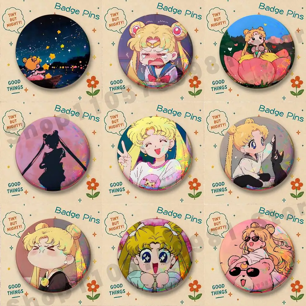 Kawaii Sailor Usagi Moon Magic Girl Badges Cartoon Character Pins Brooch for Bag Shoes Decoration Jewelry Gifts