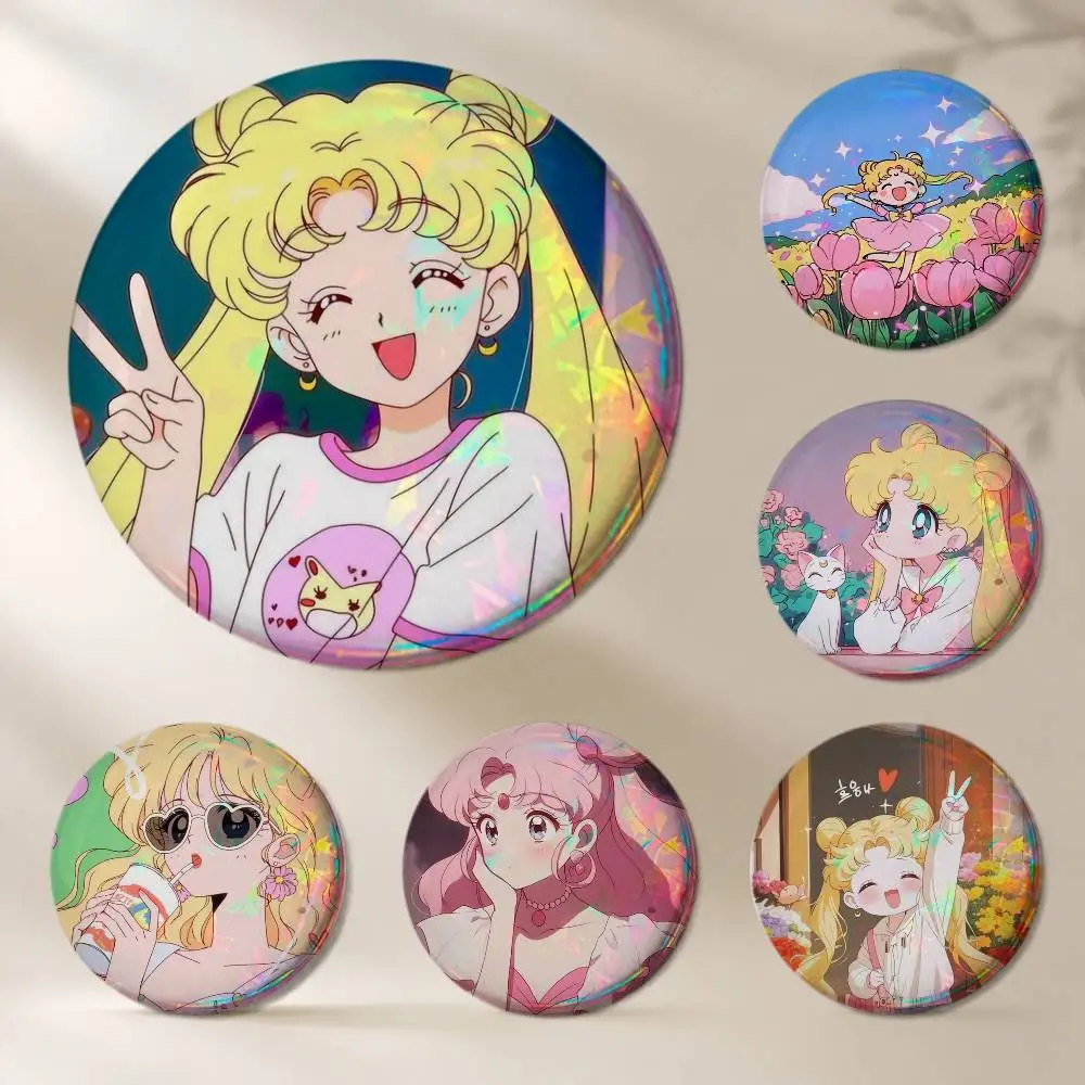 Cute girls S-Sailors M-Moon-es World Brooches Cartoon Badge Pins Backpack Hat Accessories Friend Gift