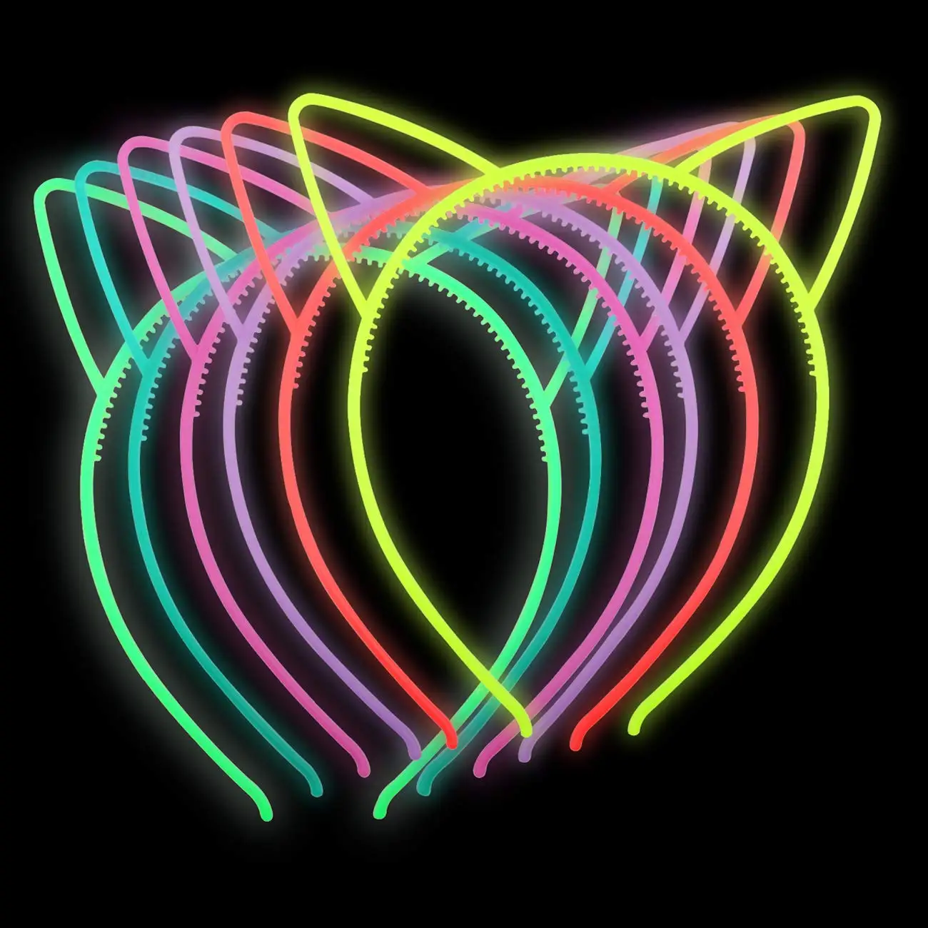 Luminous Headbands Party Decorations Plastic Cat Ears Headband Glow in the Dark Party Neon Birthday Decoration Supplies