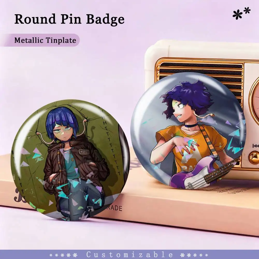 K-Kyoka Jiro E-Earphone Jack Badges Creative Tinplate Round Button PinsBrooch Badge Clothes Backpack Custom