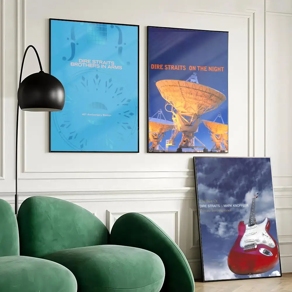 D-Dire S-Straits Rock Band Poster Waterproof Wall Art Sticker for Home Bar Decoration, Self-Adhesive Room Wall Decor Mural