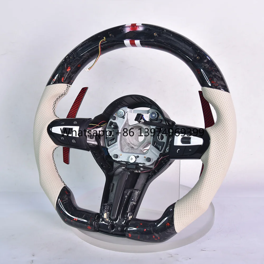 Suitable for BMW G20 G28 G30 G38 F10 F30 M3 M4 M5 M6 Forged Carbon Fiber LED Steering Wheel D-shaped Sports Modification