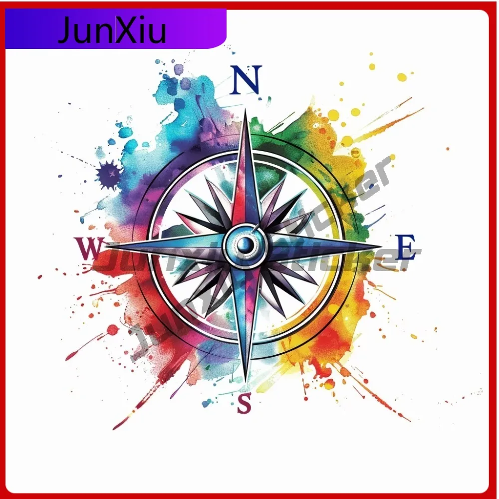 Large Multicolor Compass for Cute Car Laptop Window Bumper Waterproof Vinyl Decal Gift Funny Vintage Vintage Funny Retro